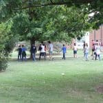 Students cross from the school into Park Woods for Spiritual Renewal Week on Sabbath practices