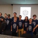 Mason Ritchie '23, second from back on the right, and his teammates who took third in the 2019 Game Jam coding event at JMU.