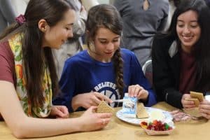Bigs and Littles, annual gingerbread house making, fall 2019