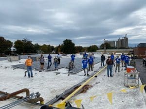 Volunteers at the solar barn raising fall 2019