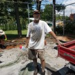 Beginning the hard work of turning former tennis courts into outdoor learning and play space