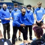 Head coach Eli Crawford during a time out.