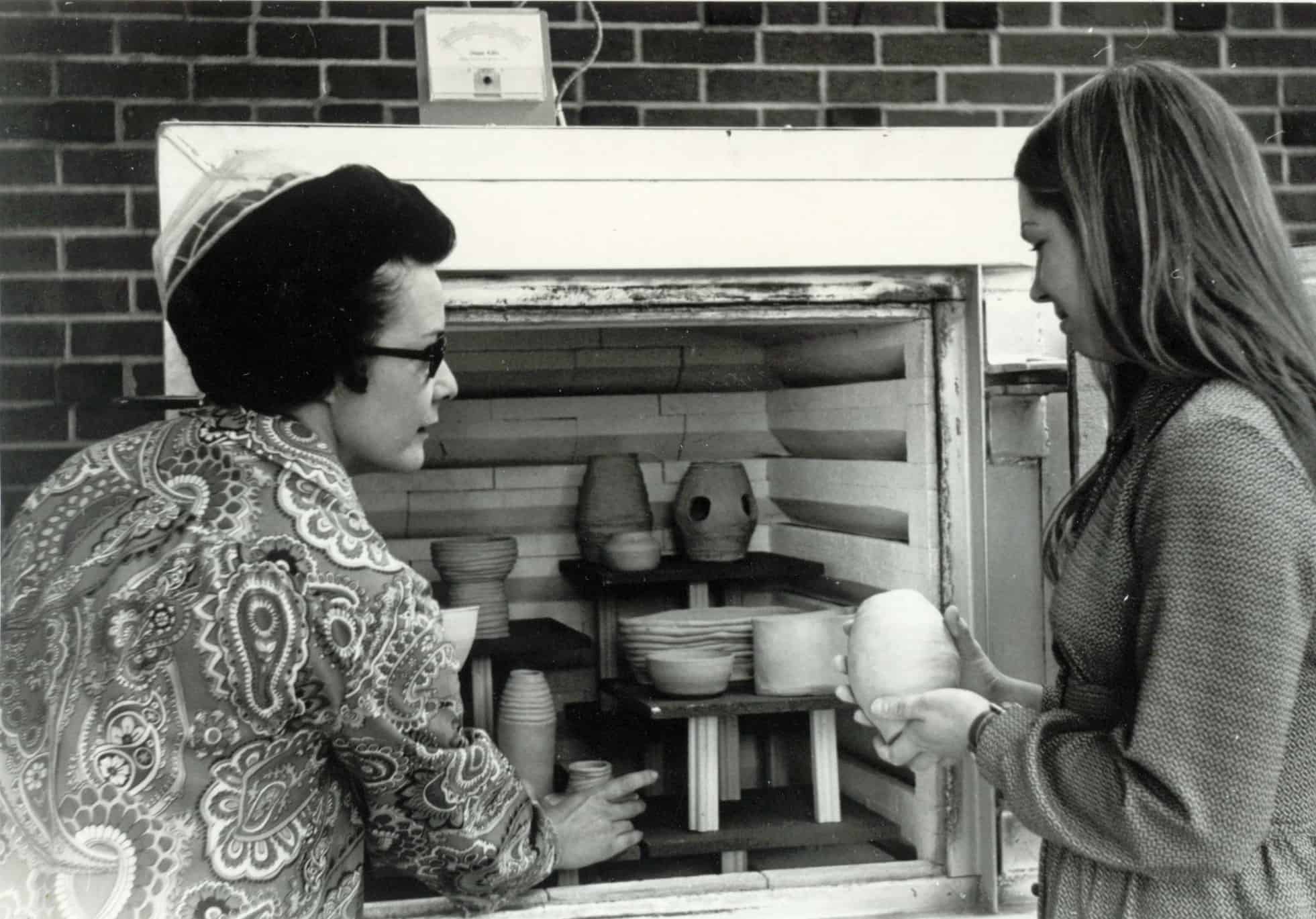 Esther Augsburger 1972 (EMU Archives) (1) Esther Augsburger with student, 1972