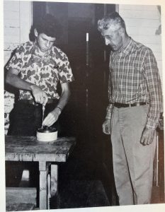 Industrial arts teacher Homer Mumaw with student Robert Maust, 1967