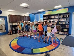 Student play a peacebuilding game
